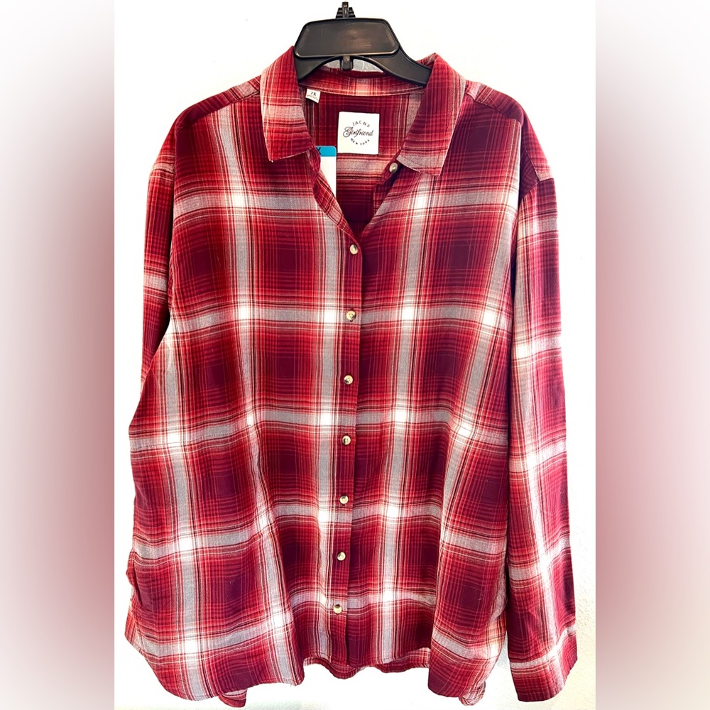 Jachs Girlfriend Plaid Burgundy Shirt